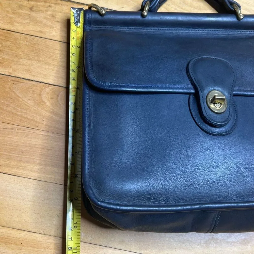 Coach, Willis Vintage Messenger Handbag Solid Black Serial Number X8D-9927